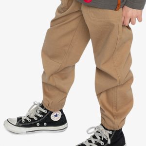 Stretch Canvas Jogger Pants Beige - Image 3