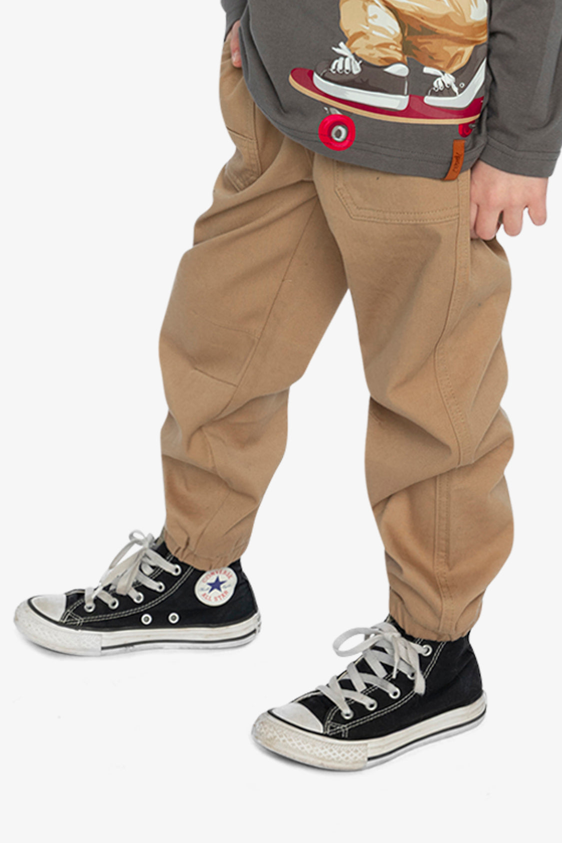 Stretch Canvas Jogger Pants Beige - Image 3