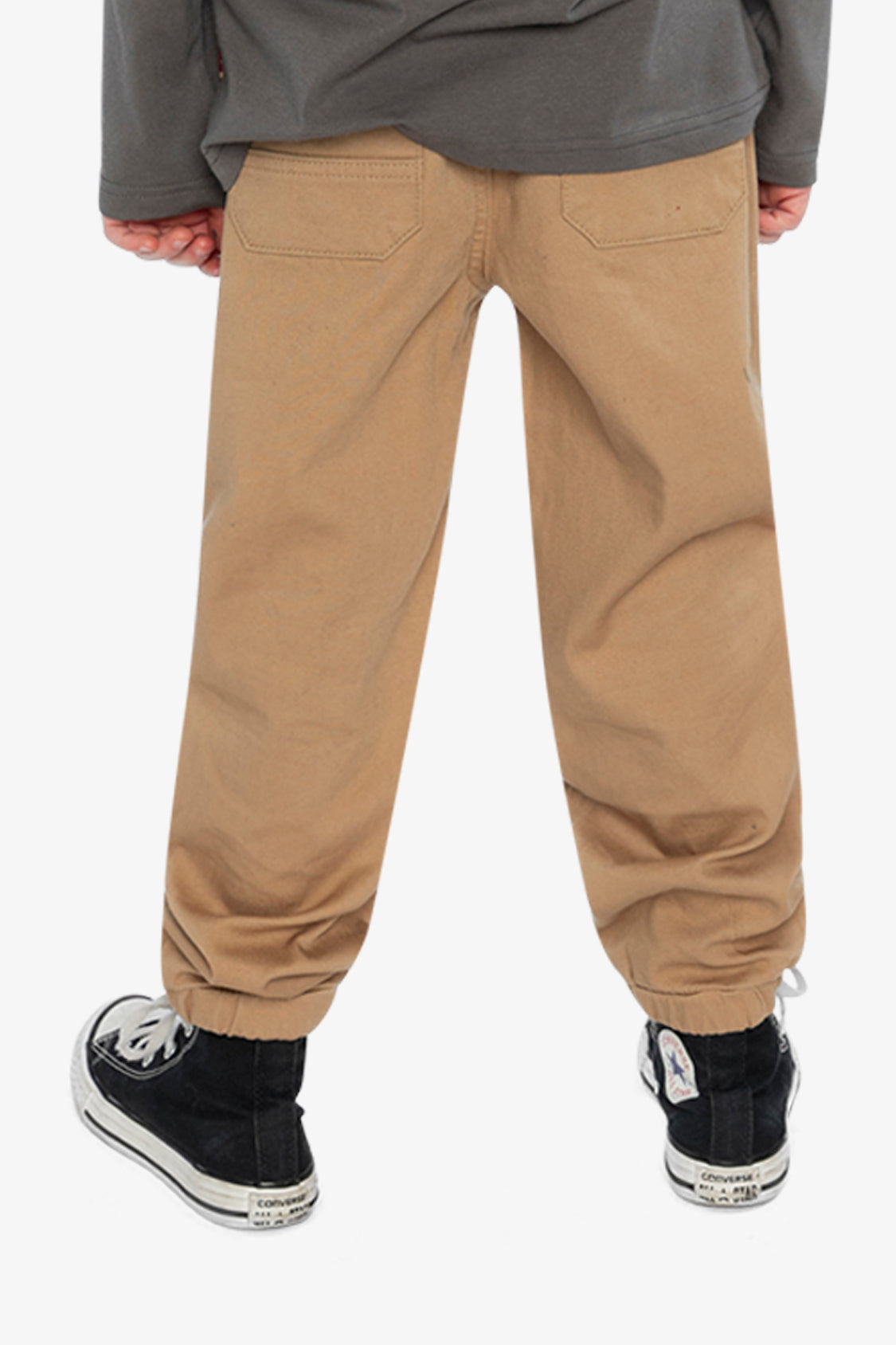 Stretch Canvas Jogger Pants Beige - Image 4
