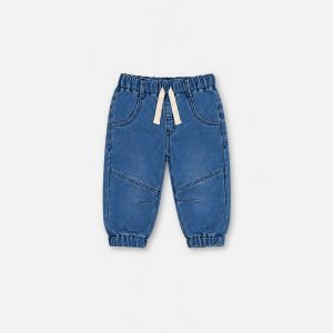 Baby French Terry Denim Jogger Pants Light Blue