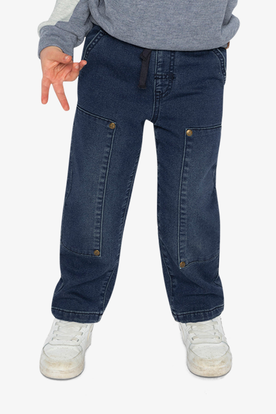 French Terry Denim Pants Navy Blue - Image 2