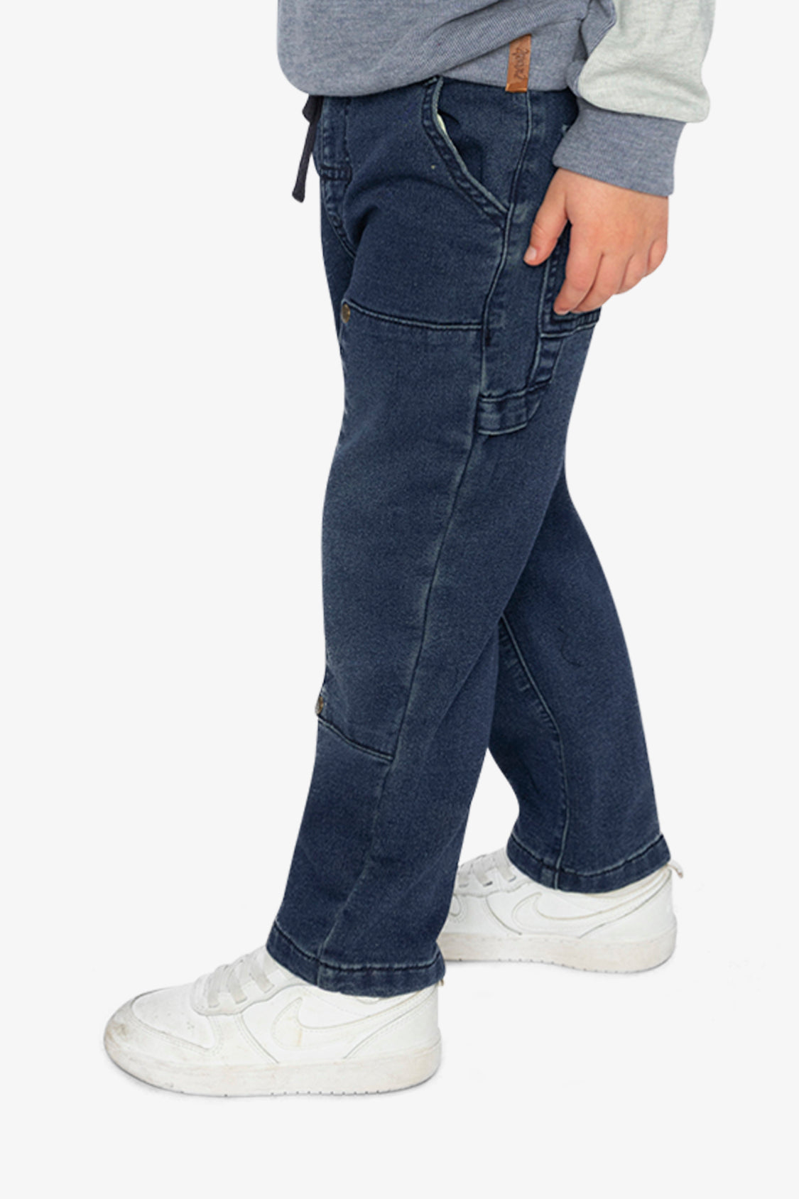 French Terry Denim Pants Navy Blue - Image 3