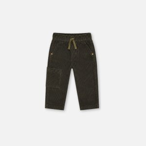 Baby Stretch Corduroy Pants With Cargo Pocket Dark Grey