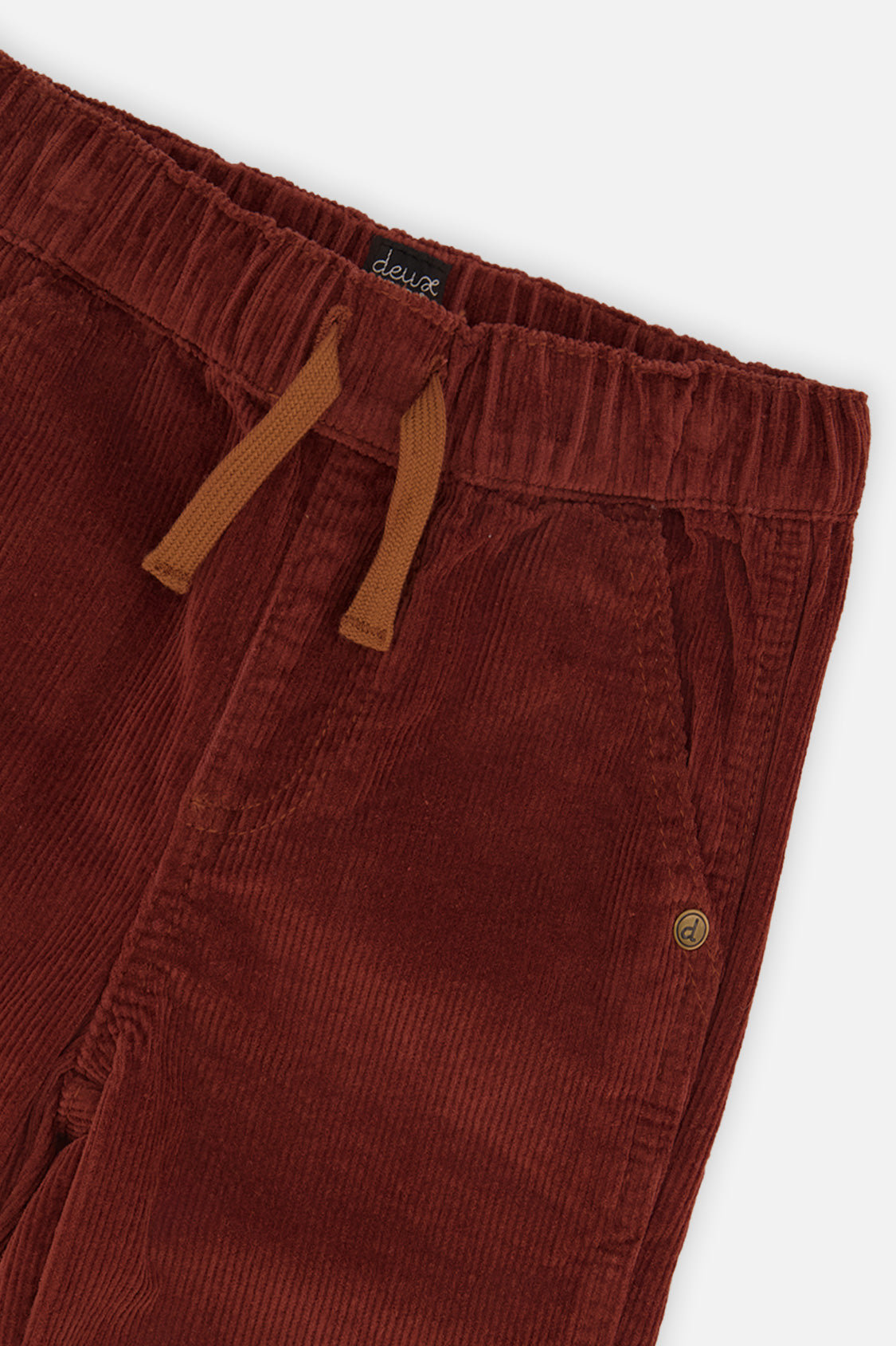 Baby Stretch Corduroy Pants With Cargo Pocket Reddish-Brown - Image 3