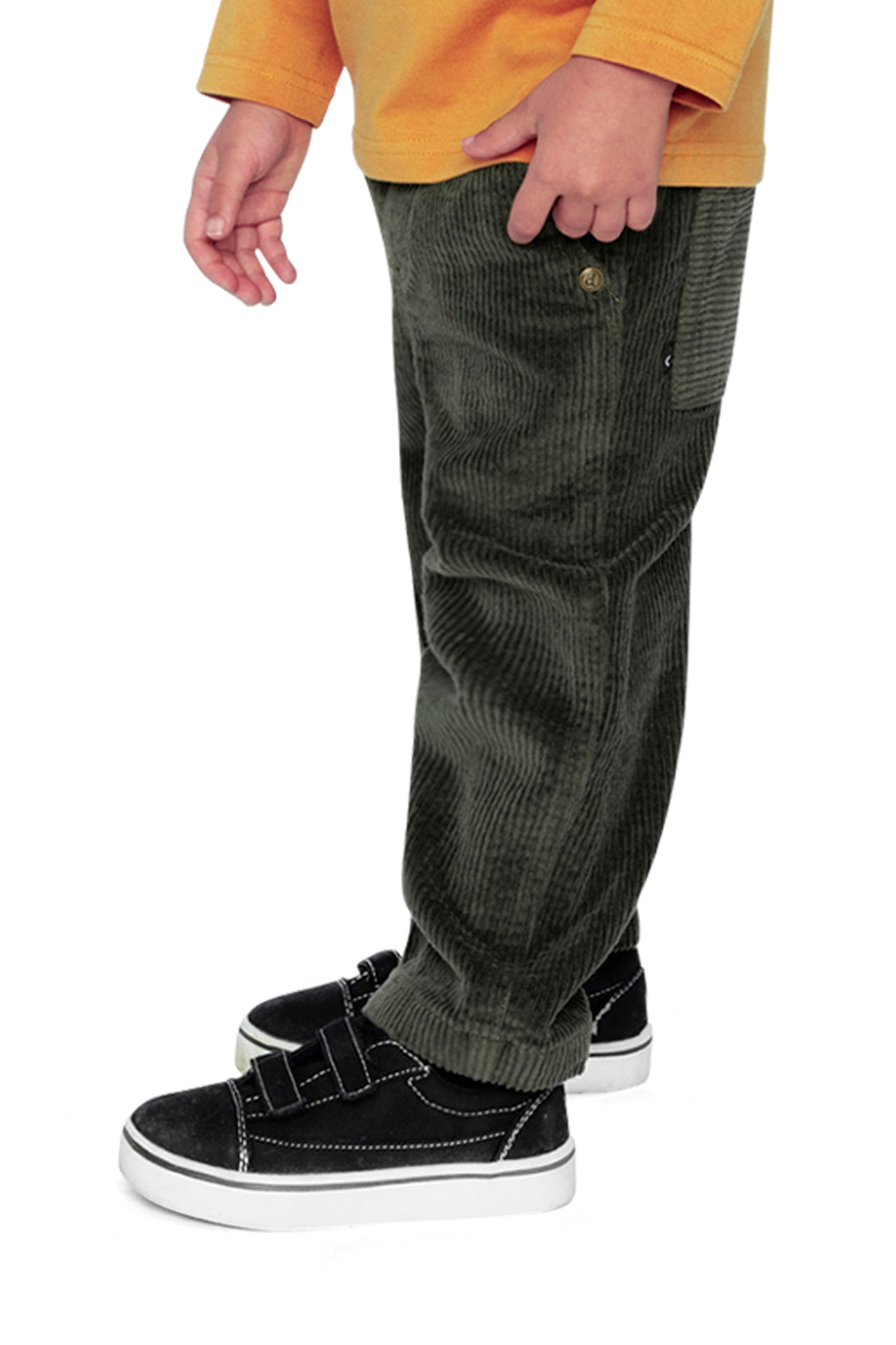 Stretch Corduroy Pants With Cargo Pocket Dark Grey - Image 2