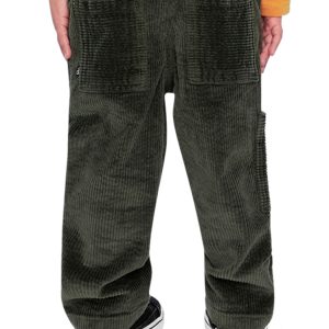 Stretch Corduroy Pants With Cargo Pocket Dark Grey - Image 3
