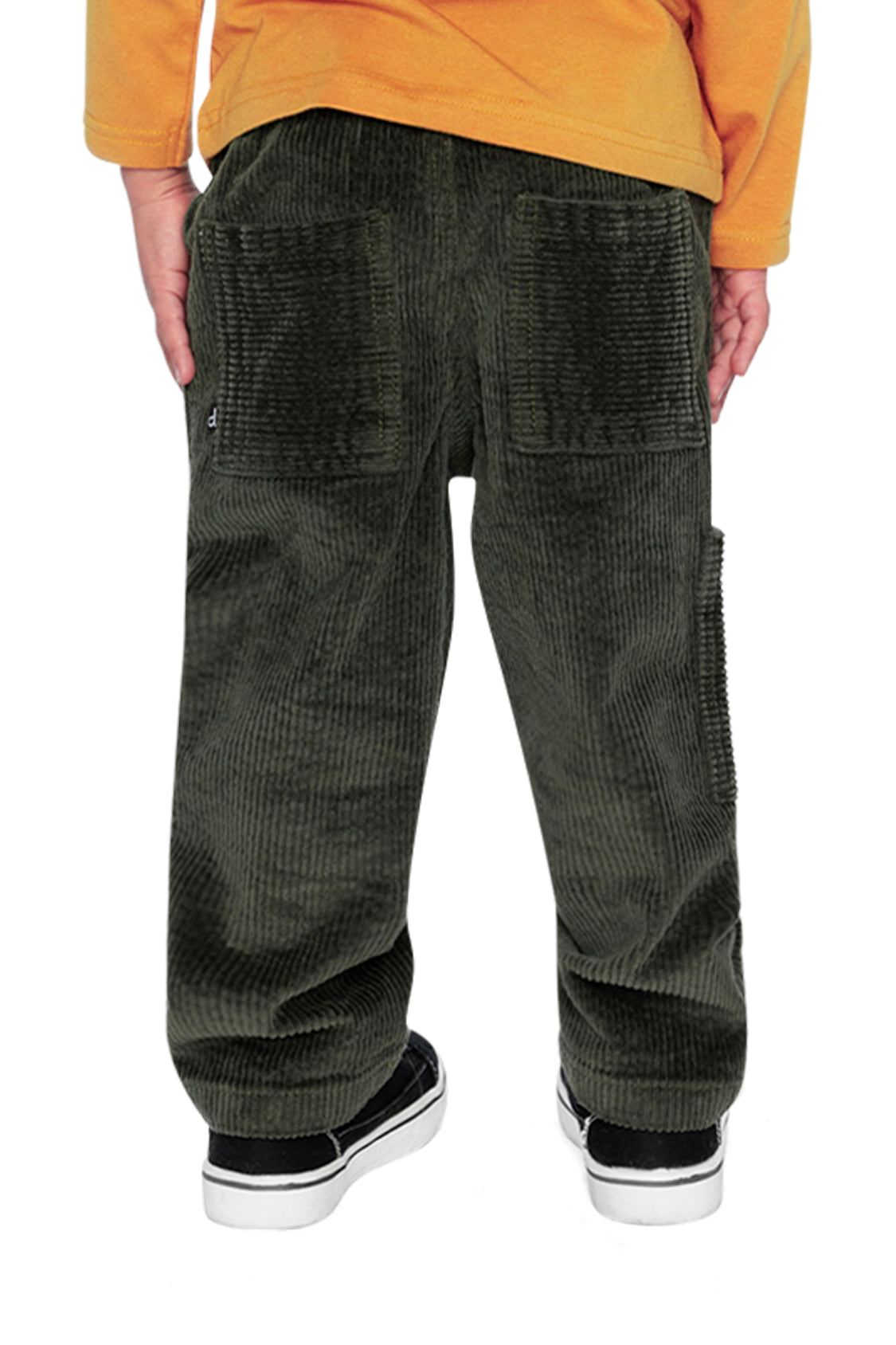 Stretch Corduroy Pants With Cargo Pocket Dark Grey - Image 3