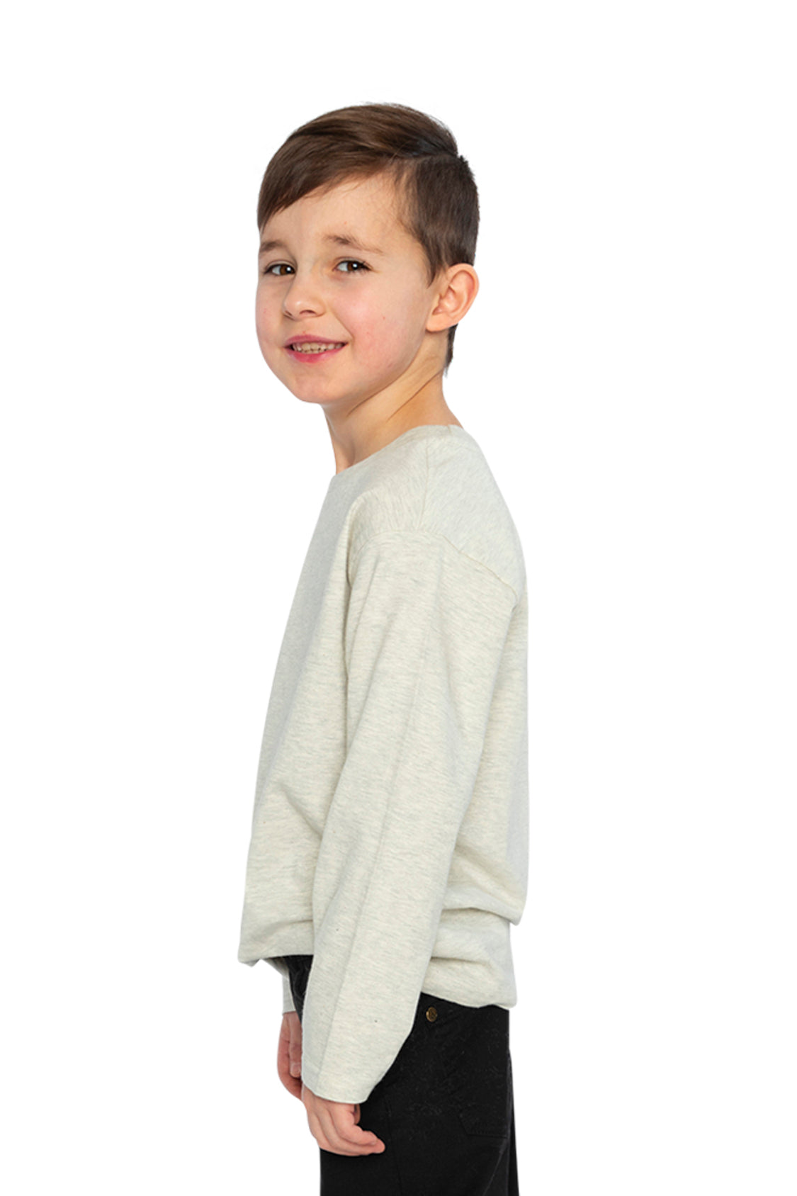 Organic Cotton Long Sleeve T-Shirt Heather Grey - Image 3