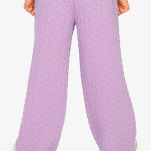 Wide Leg Jacquard Pants Purple - Image 4