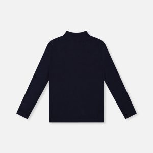 Alternative view of Brushed Rib Mock Neck Top Dark Blue