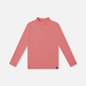 Brushed Rib Mock Neck Top Pink