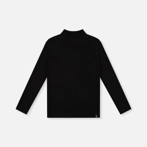 Brushed Rib Mock Neck Top Black