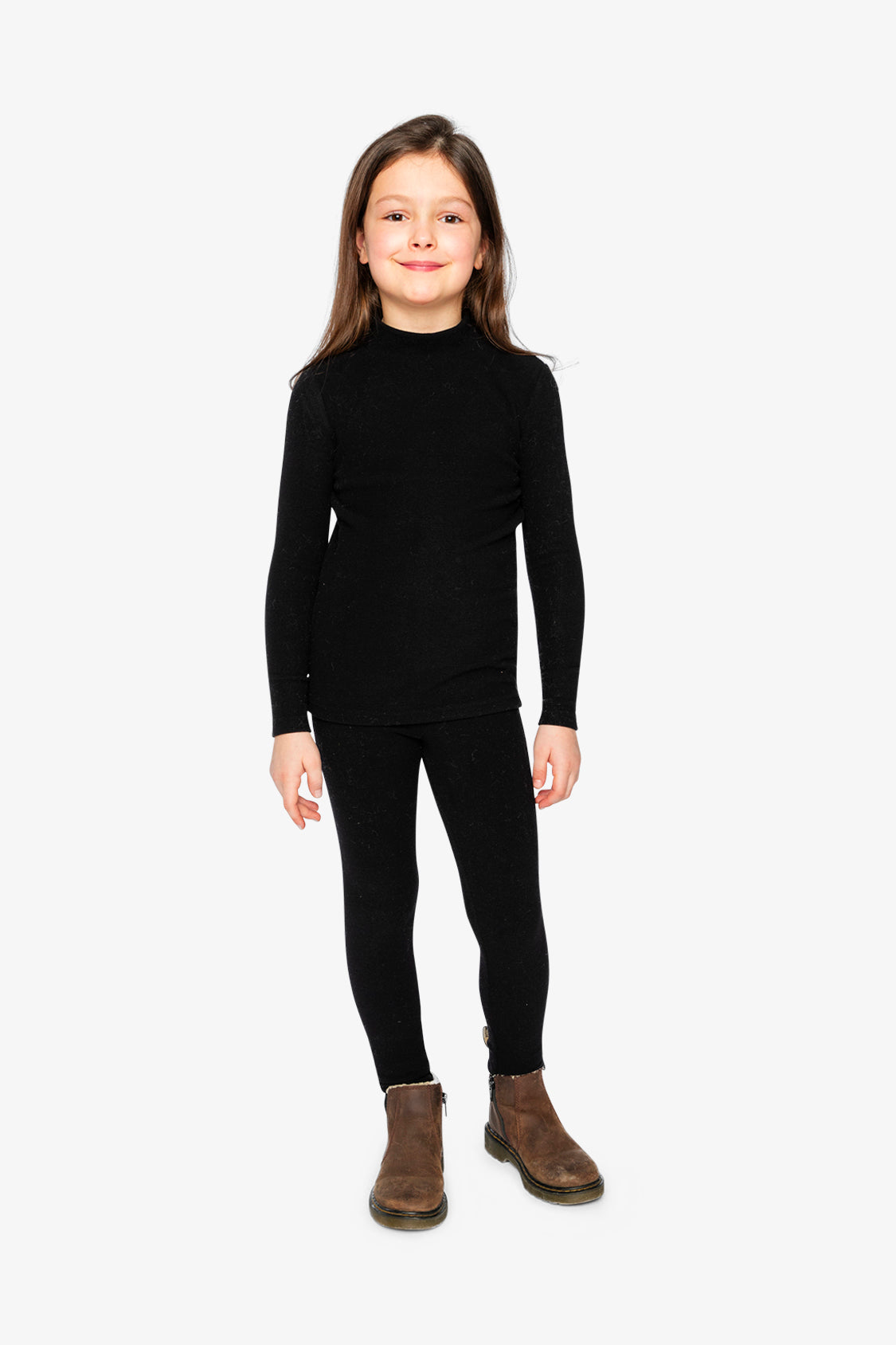 Brushed Rib Mock Neck Top Black - Image 4