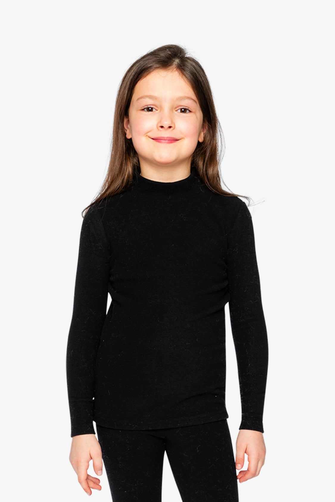 Brushed Rib Mock Neck Top Black - Image 2