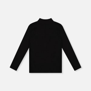 Brushed Rib Mock Neck Top Black - Image 5