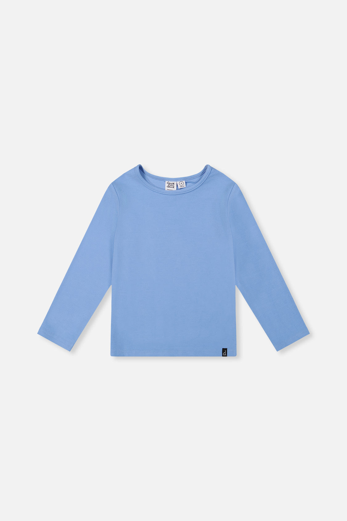 Brushed Rib Crew Neck Top Pale Blue