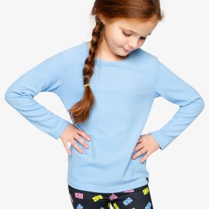 Alternative view of Brushed Rib Crew Neck Top Pale Blue