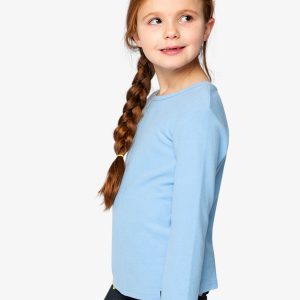 Brushed Rib Crew Neck Top Pale Blue - Image 3