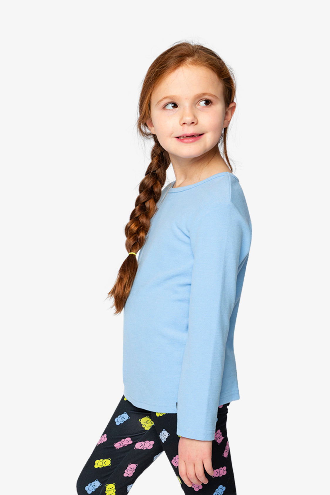 Brushed Rib Crew Neck Top Pale Blue - Image 3