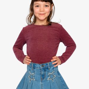 Brushed Rib Crew Neck Top Reddish-Brown - Image 2