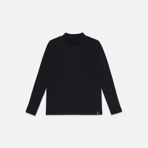 Brushed Rib Crew Neck Top Black