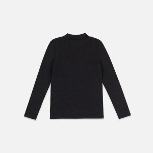 Brushed Rib Crew Neck Top Black - Image 3