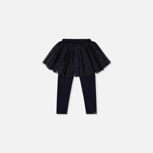 Baby Leggings With Integrated Tulle Skirt Dark Blue