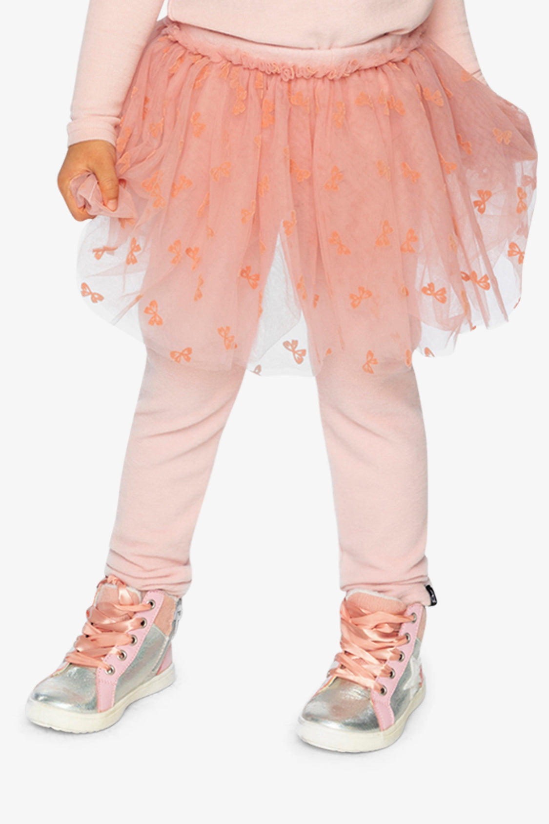 Leggings With Integrated Tulle Skirt Pale Dusty Pink - Image 2