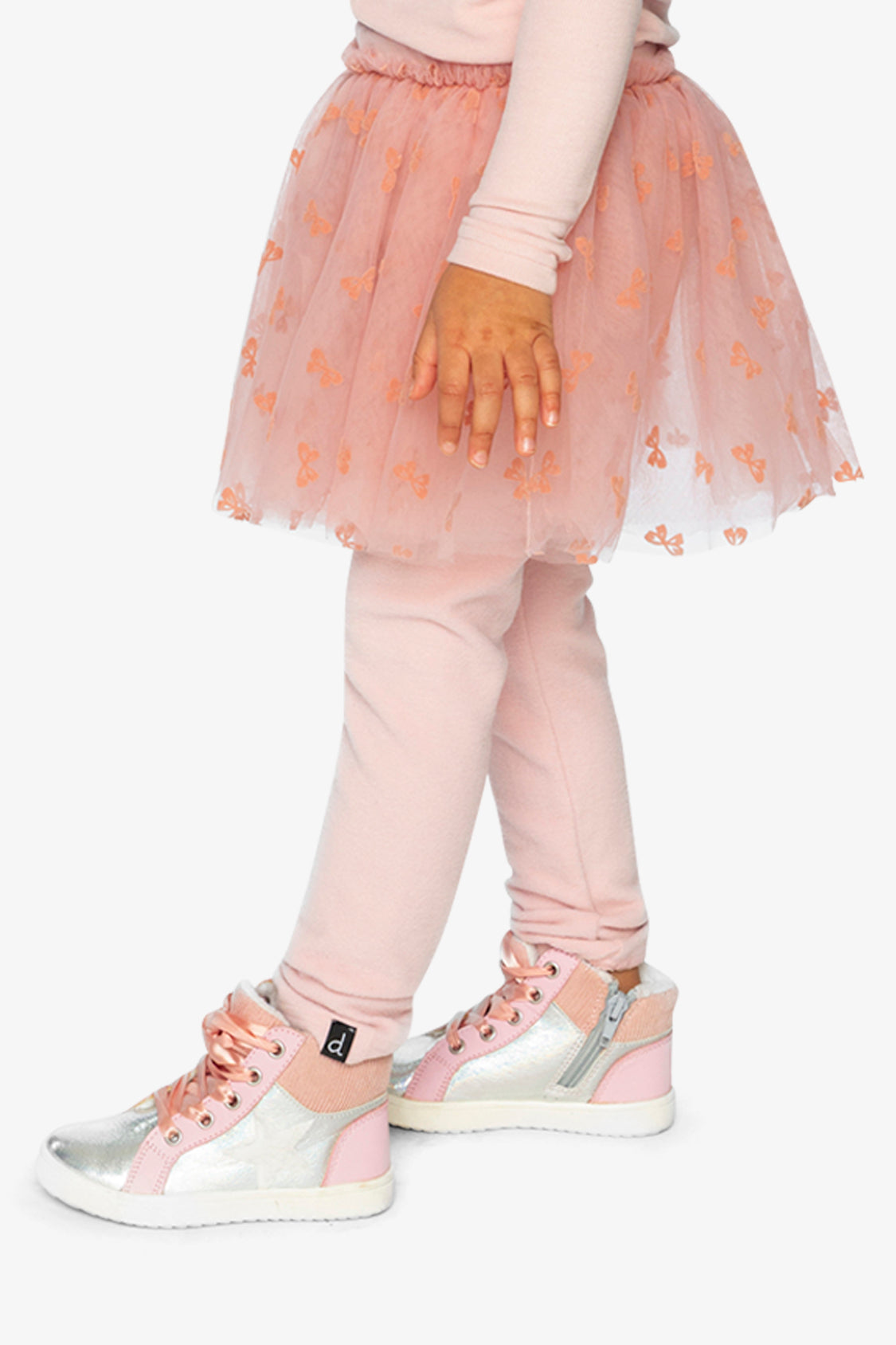 Leggings With Integrated Tulle Skirt Pale Dusty Pink - Image 3