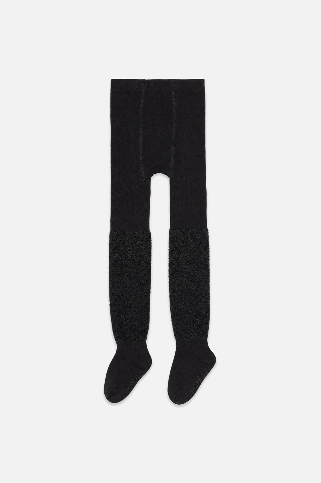 Knit Textured Fur Tights Black - Image 2