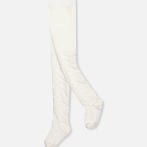 Knit Textured Tights Off-White - Image 6