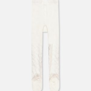 Knit Textured Tights Off-White - Image 3