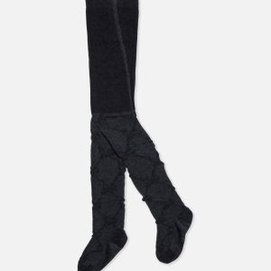 Knit Textured Tights Dark Blue