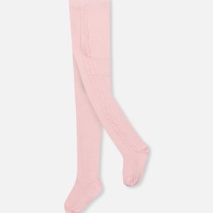 Knit Textured Tights Dusty Pink