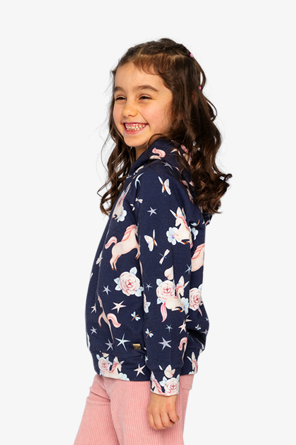 Printed Hoodie Purple Unicorn Print - Image 3