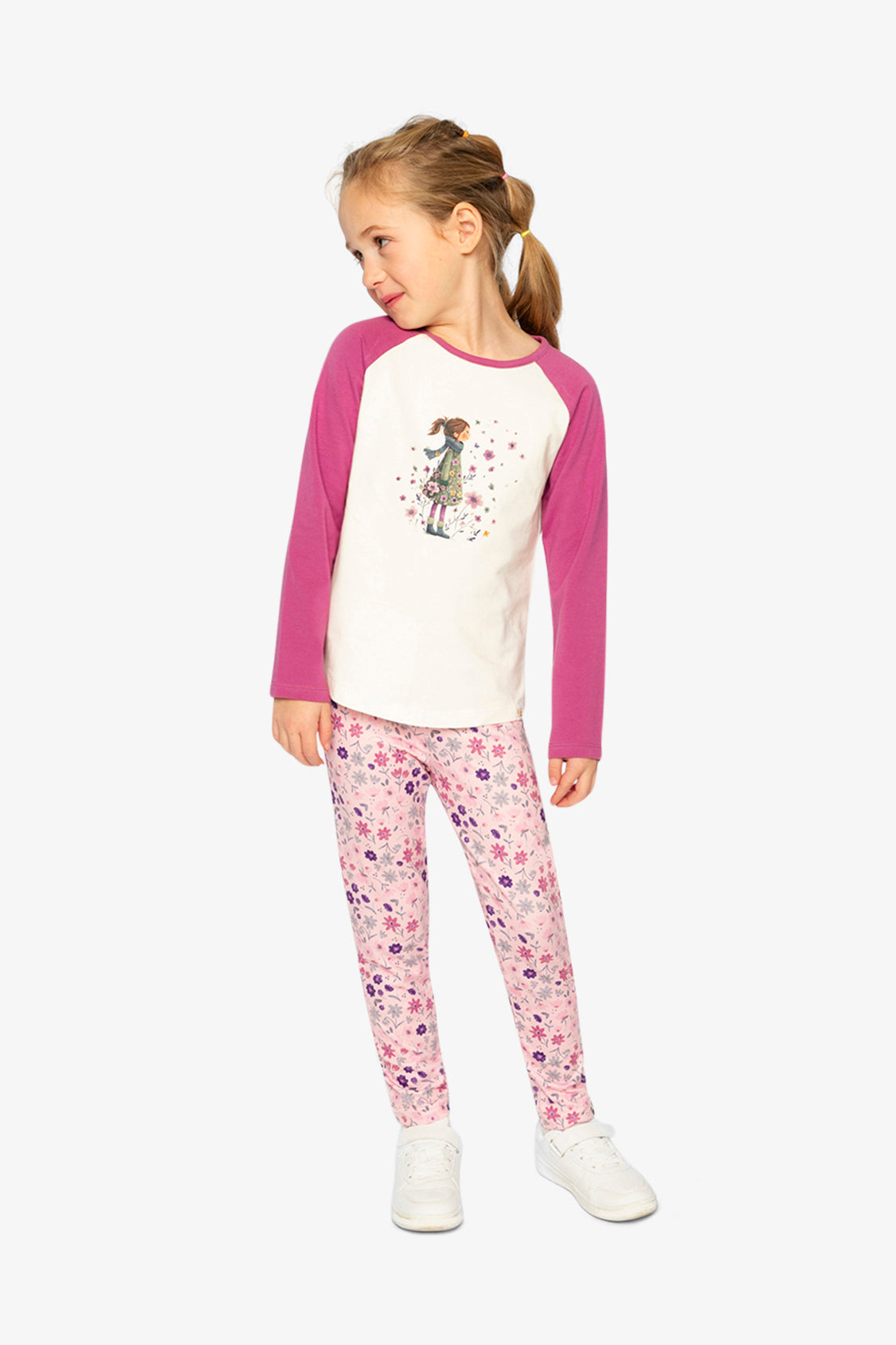 Printed Leggings Pink Printed Daisies - Image 5