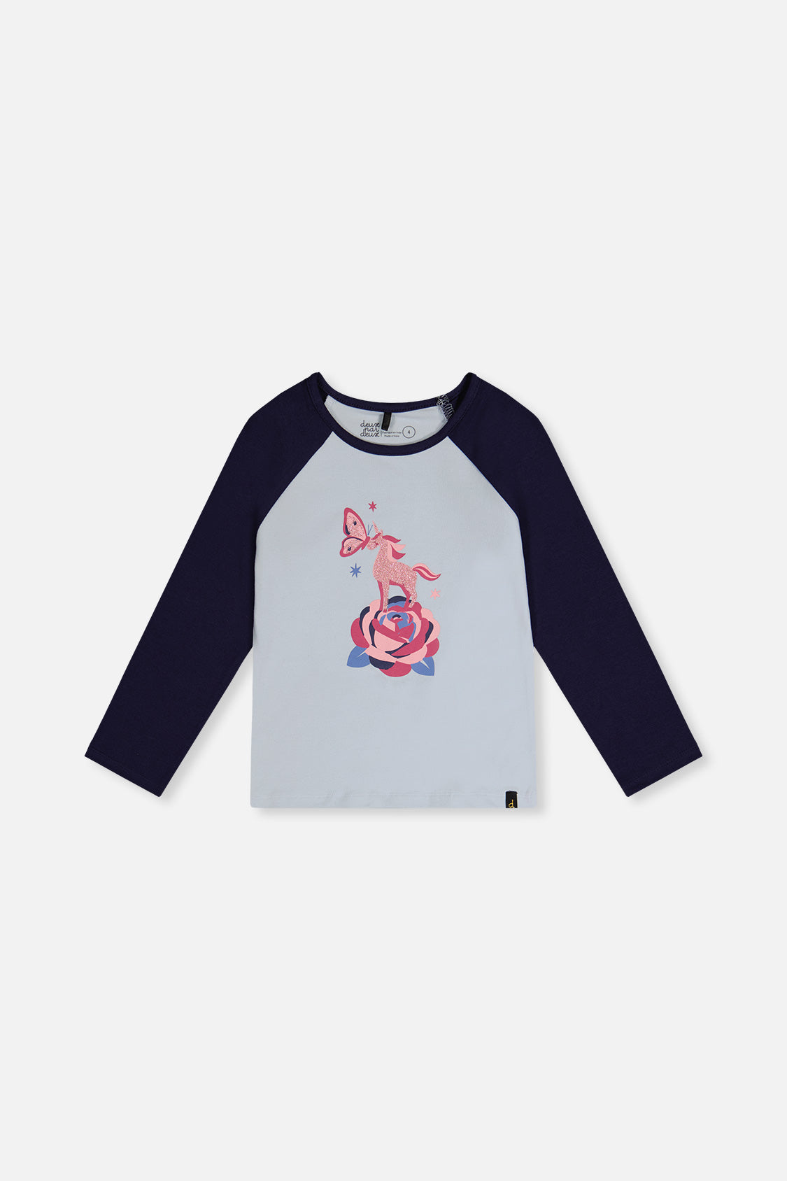 Raglan Organic Cotton T-Shirt Dark And Pale Blue - Image 7