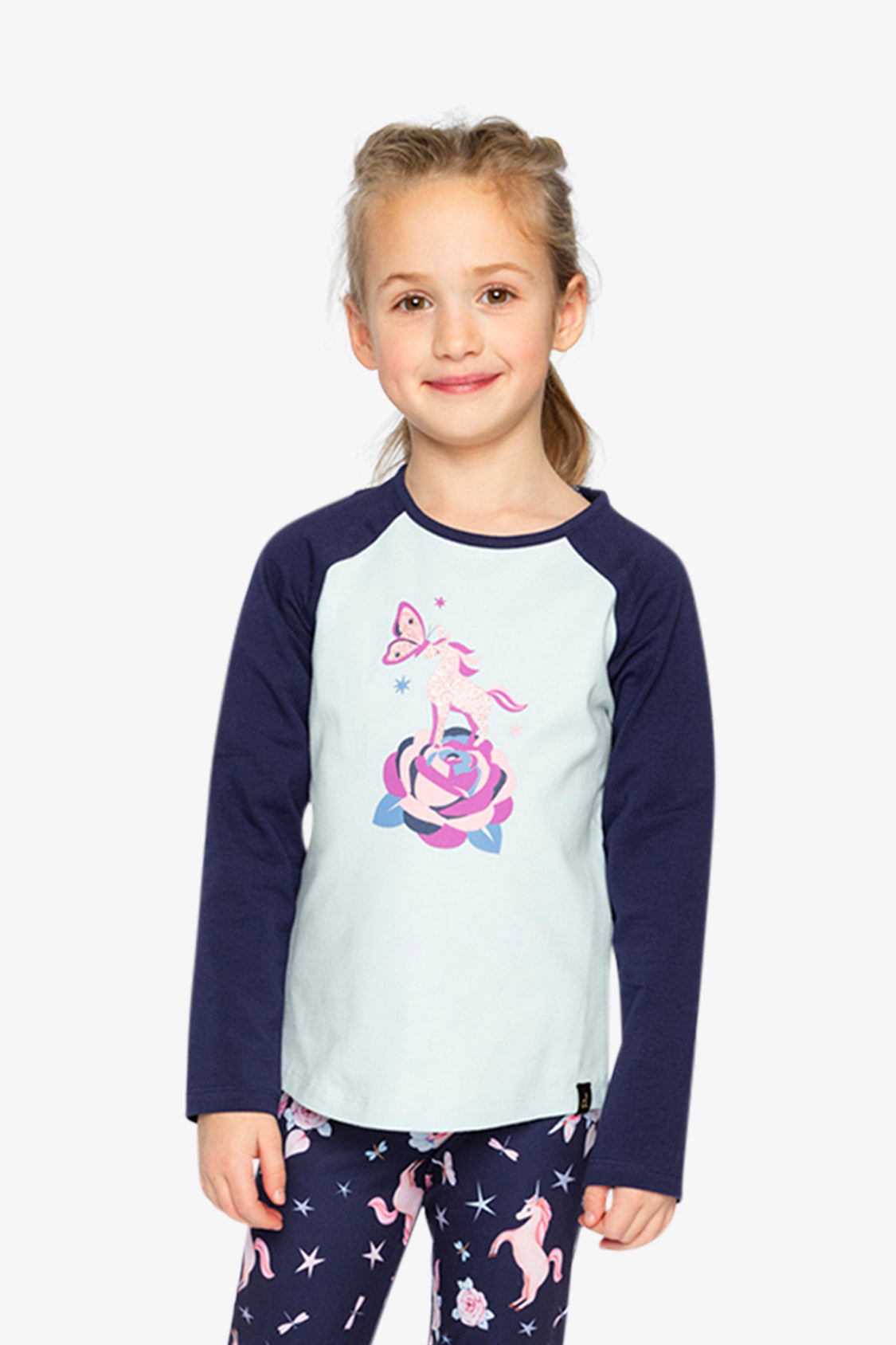 Raglan Organic Cotton T-Shirt Dark And Pale Blue - Image 2