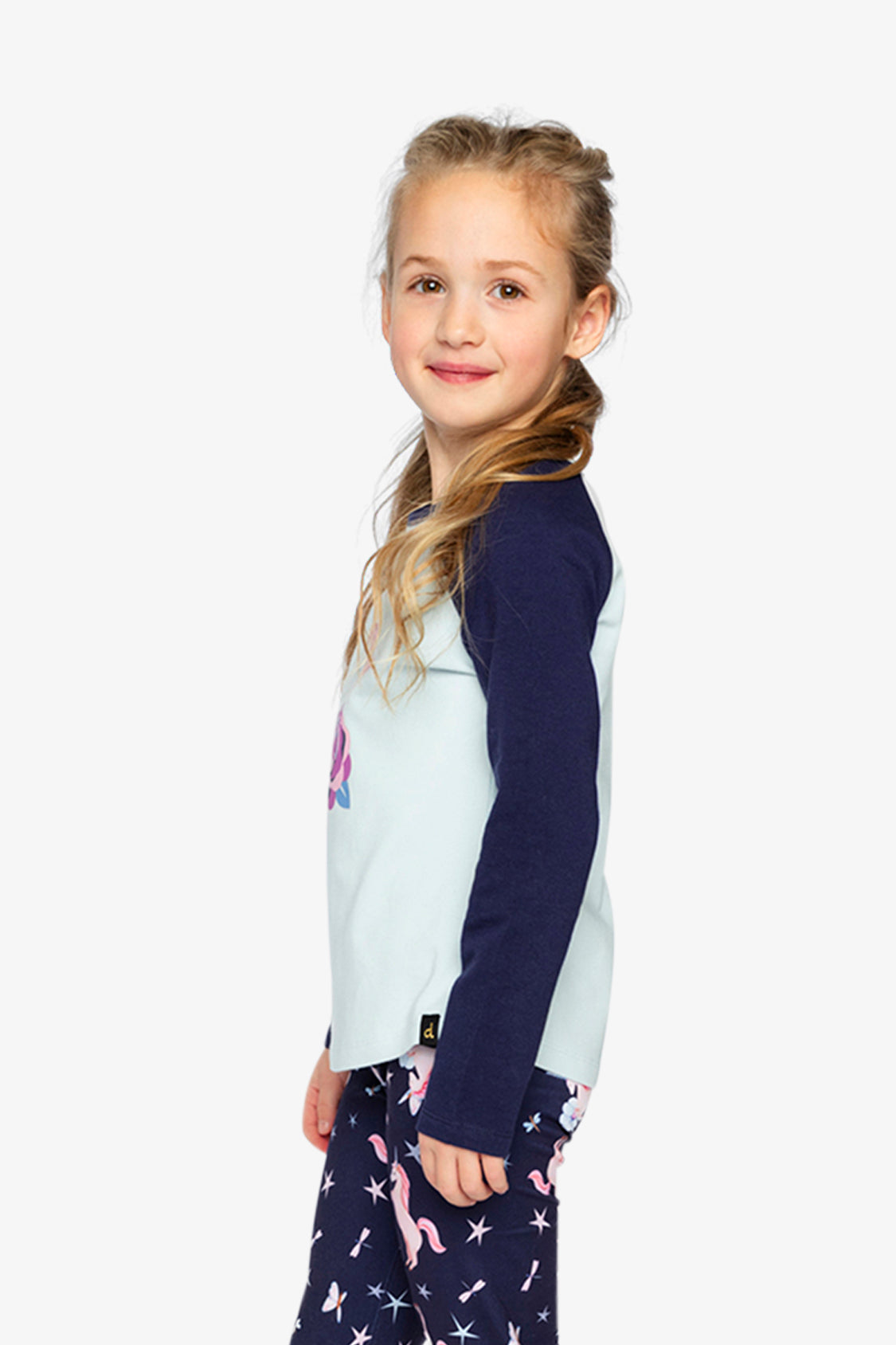 Raglan Organic Cotton T-Shirt Dark And Pale Blue - Image 3
