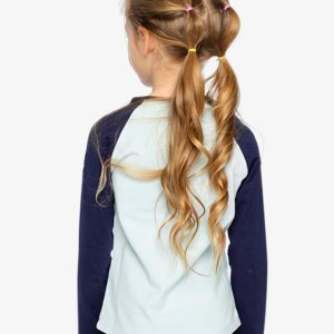 Raglan Organic Cotton T-Shirt Dark And Pale Blue - Image 4