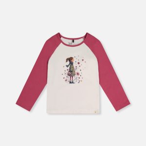 Raglan Organic Cotton T-Shirt Pinkish Violet And White - Image 9