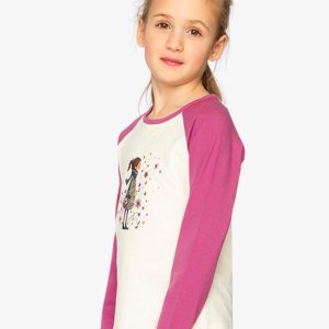Raglan Organic Cotton T-Shirt Pinkish Violet And White - Image 3