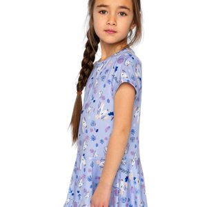 Short Sleeve Dress Purple Unicorn Print - Image 3