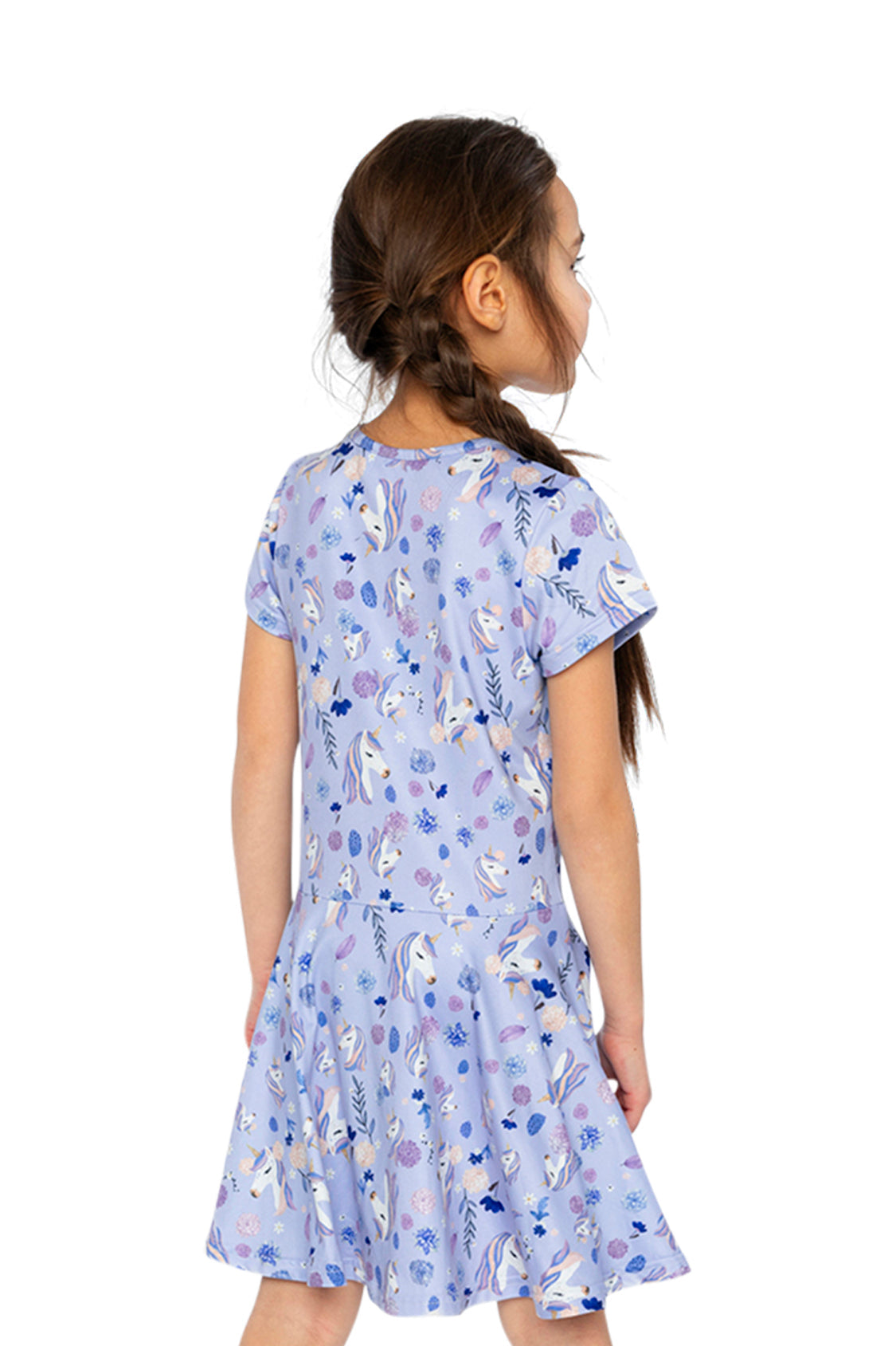 Short Sleeve Dress Purple Unicorn Print - Image 4