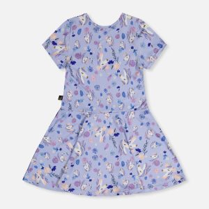 Short Sleeve Dress Purple Unicorn Print - Image 5