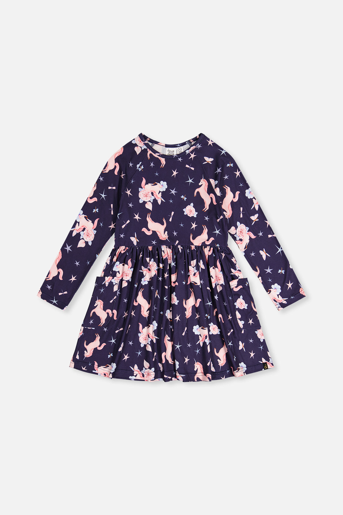 Long Sleeve Dress Navy Unicorn Print - Image 11