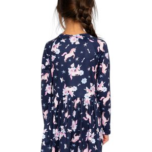 Long Sleeve Dress Navy Unicorn Print - Image 4