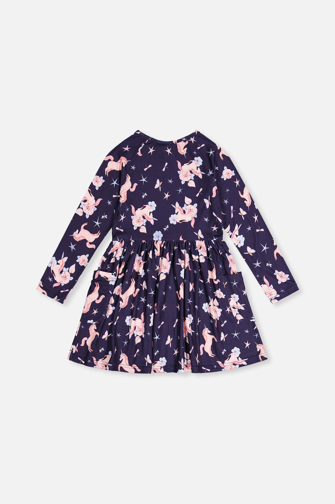 Long Sleeve Dress Navy Unicorn Print - Image 5