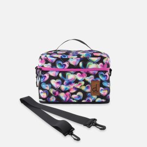 Lunch Box Black Printed With Hearts