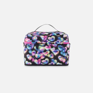 Lunch Box Black Printed With Hearts - Image 2
